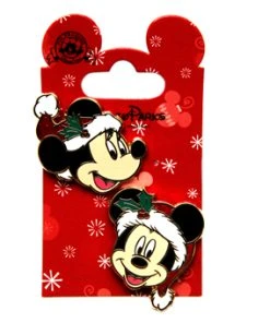 Disney Christmas Pin Set - Mickey And Minnie Santa Hat