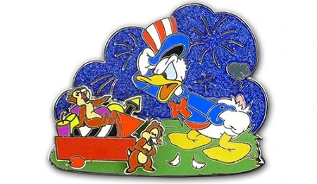 Disney 4th Of July Pin - 2013 Donald Duck And Chip N' Dale - LE 3 Disney 4th Of July Pin - 2013 Donald Duck And Chip N' Dale - LE
