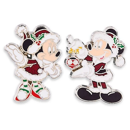 Disney Christmas Pin Set - Santa Mickey And Minnie Mouse 3 Disney Christmas Pin Set - Santa Mickey And Minnie Mouse
