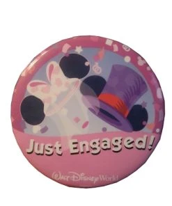 Disney Souvenir Button - Just Engaged - Ear Hats