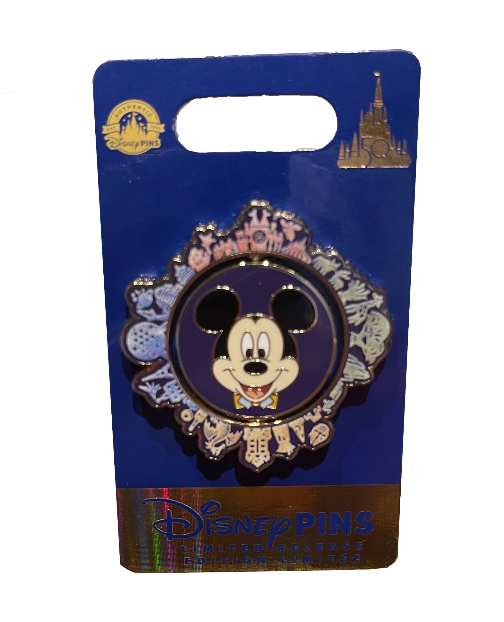 Disney 50th Anniversary Pin - Mickey Mouse 4 Parks Spinner 3 Disney 50th Anniversary Pin - Mickey Mouse 4 Parks Spinner