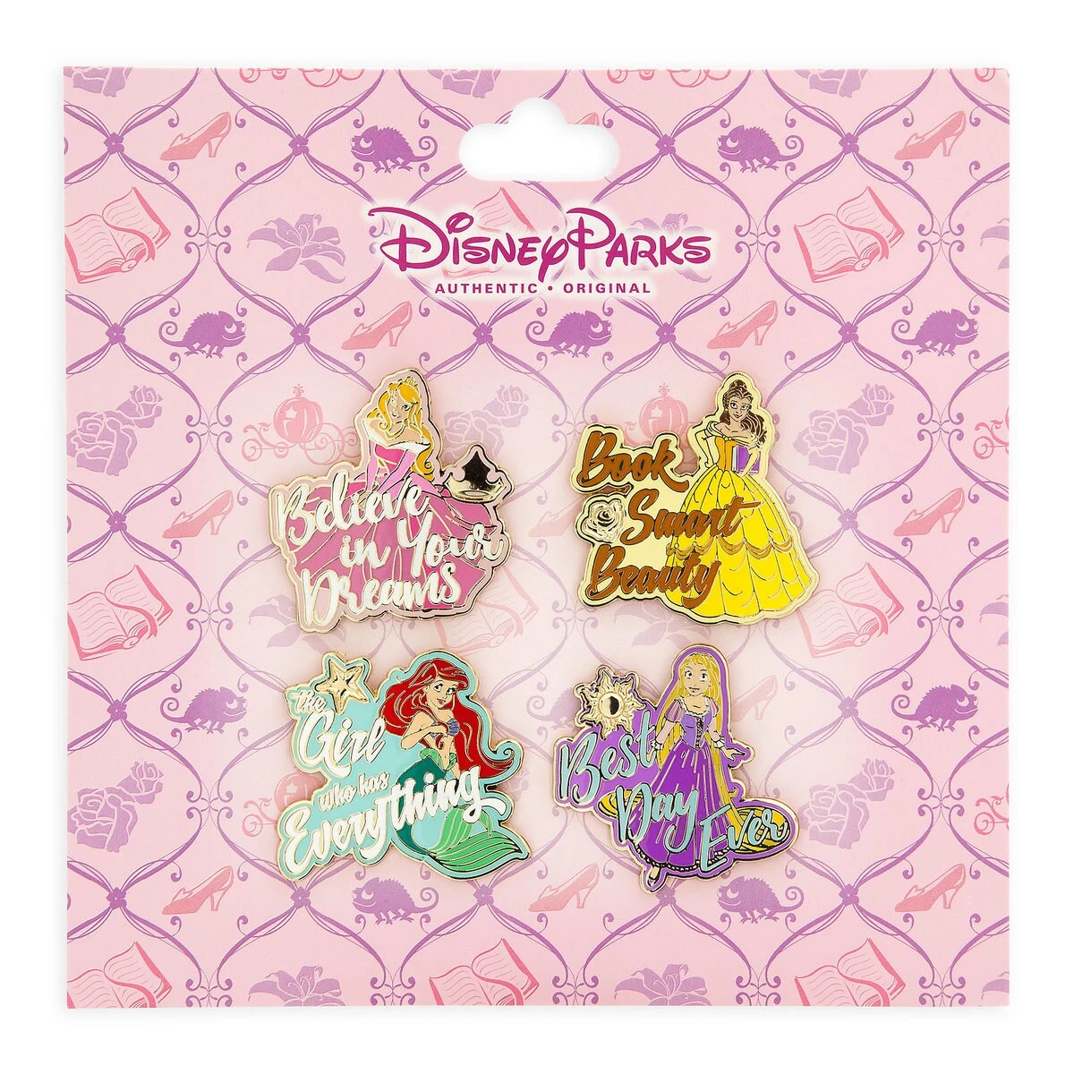 Disney Pin Booster Set - Disney Princess Text - 4 Pins 3 Disney Pin Booster Set - Disney Princess Text - 4 Pins