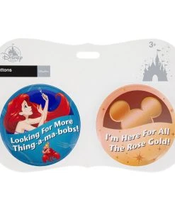 Disney Souvenir Button Set - Ariel And Rose Gold - Set Of 2