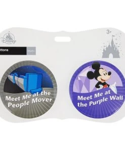 Disney Souvenir Button Set - People Mover And Purple Wall - Set Of 2