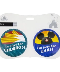Disney Souvenir Button Set - Churros And Ears - Set Of 2