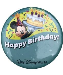 Disney Souvenir Button - Happy Birthday - Mickey Mouse