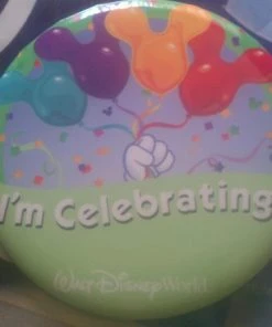 Disney Souvenir Button - Mickey Mouse Balloons - I'm Celebrating