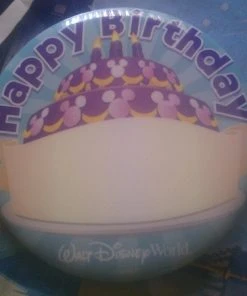 Disney Souvenir Button - Birthday Cake - Happy Birthday