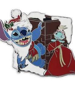 Disney Holiday Pin - Santa Stitch Hangs From Chimney