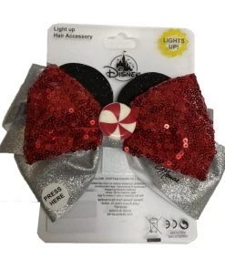 Disney Hair Bow Clip - Holiday Minnie Mouse - Light Up