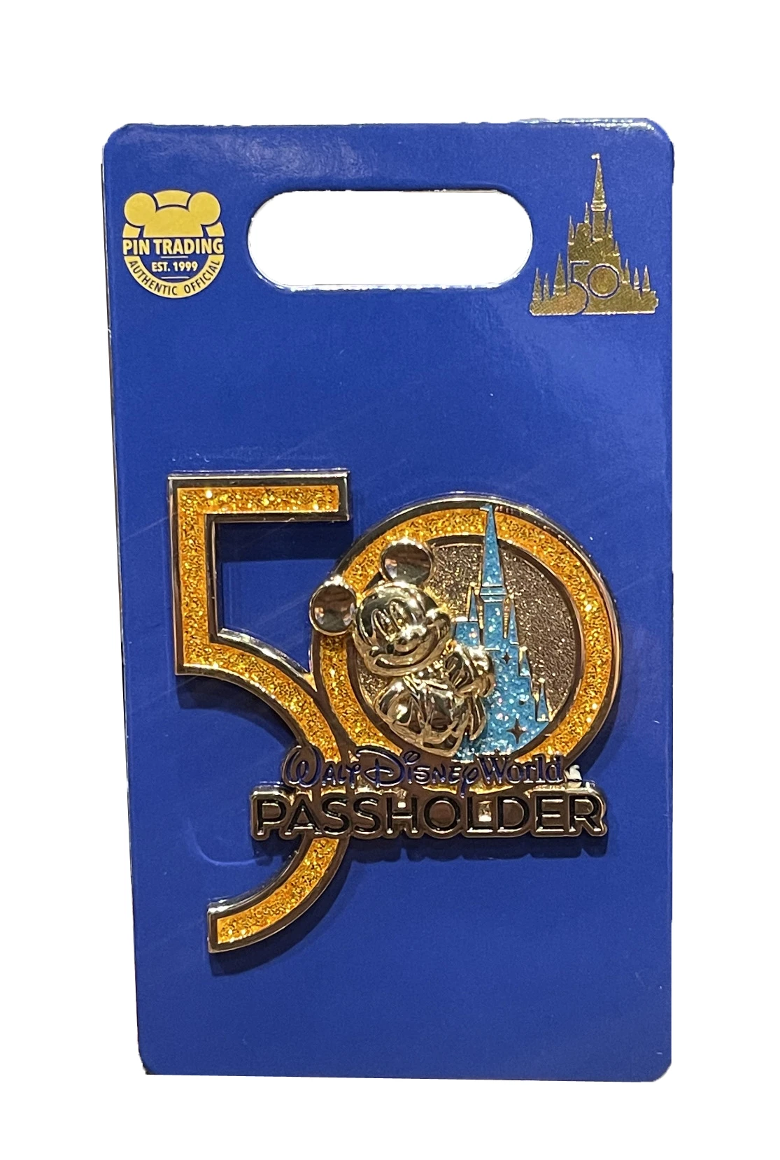 Disney 50th Anniversary Pin - 50th Mickey With Castle - Passholder 3 Disney 50th Anniversary Pin - 50th Mickey With Castle - Passholder