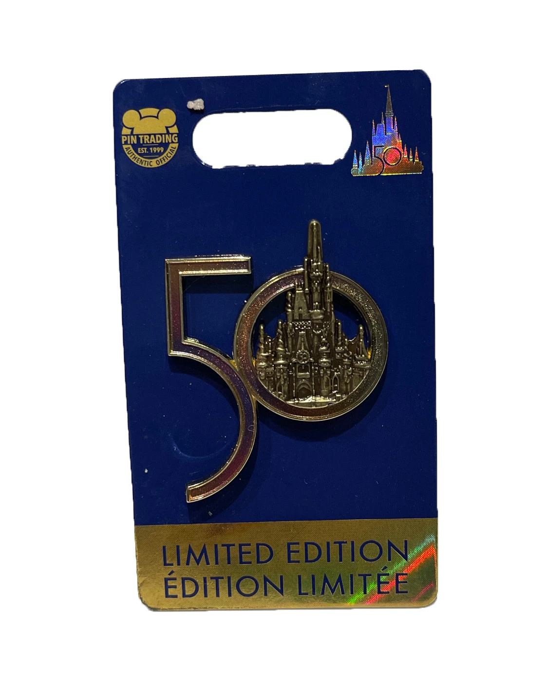 Disney 50th Anniversary Pin - 50th Logo With Cinderella Castle 3 Disney 50th Anniversary Pin - 50th Logo With Cinderella Castle
