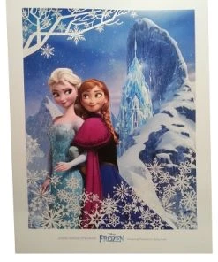 Disney Frozen Lithograph - Elsa And Anna With Ice Castle
